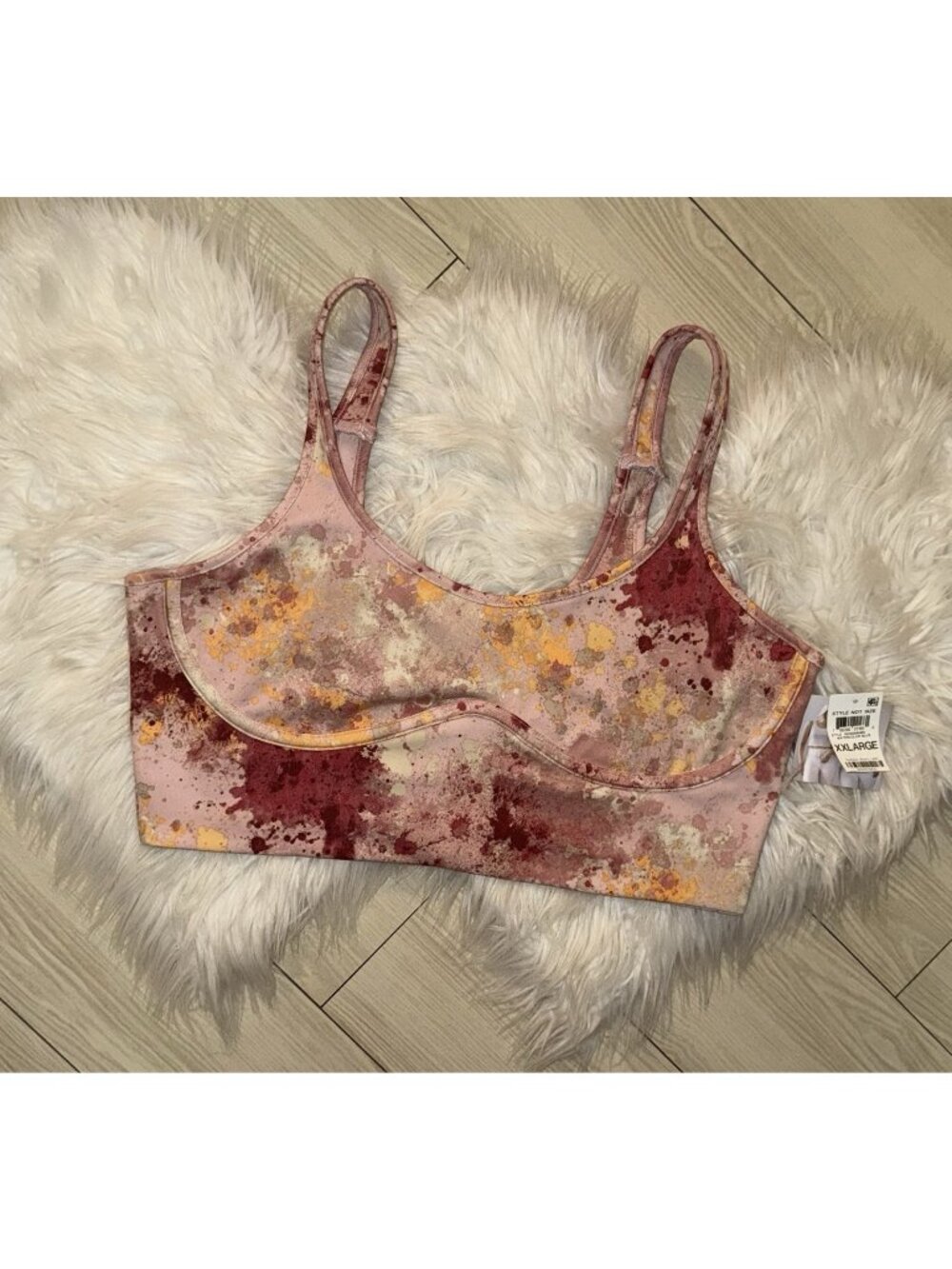 Jenni Style Not Size Womens Corset Bra Crop Top Paint Splatter Print Pink XXL
